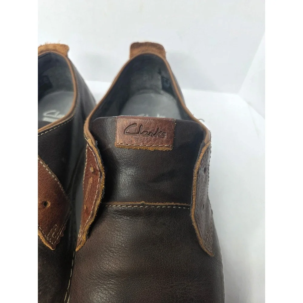 Clarks Mens‎ Brown Leather Slip On Loafers Cushion Soft OrthoLite Size 10.5 M